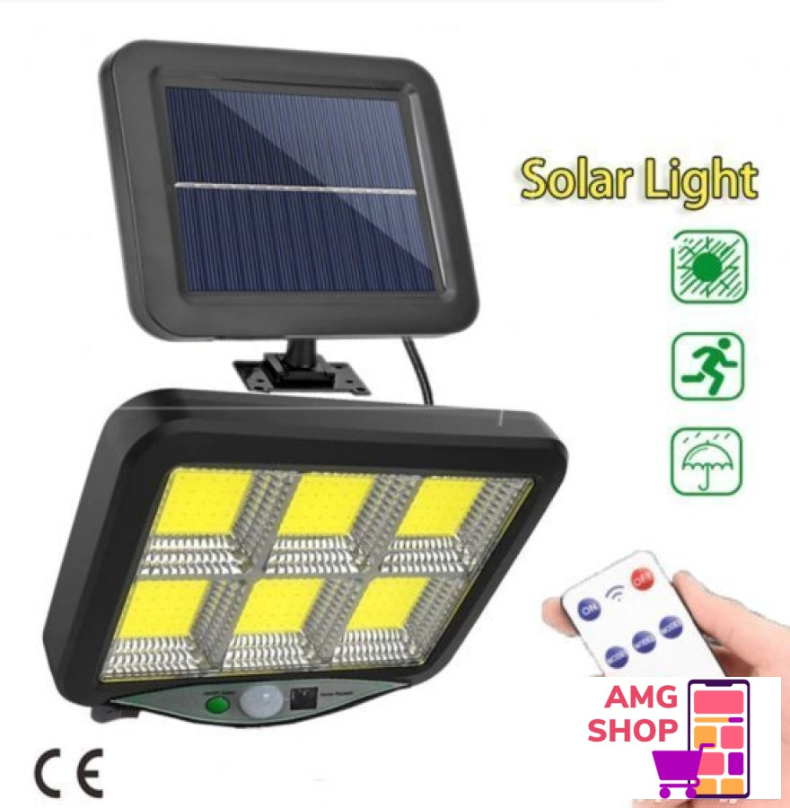 Solarni Reflektor Sa Pir Senzorom I Panelom 128 Led 6 Cob -