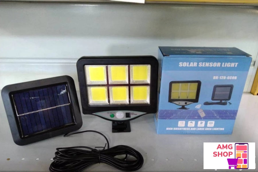 Solarni Reflektor Sa Pir Senzorom I Panelom 128 Led 6 Cob -