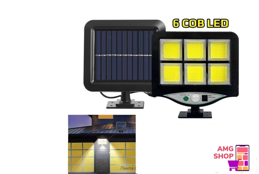 Solarni Reflektor Sa Pir Senzorom I Panelom 128 Led 6 Cob -