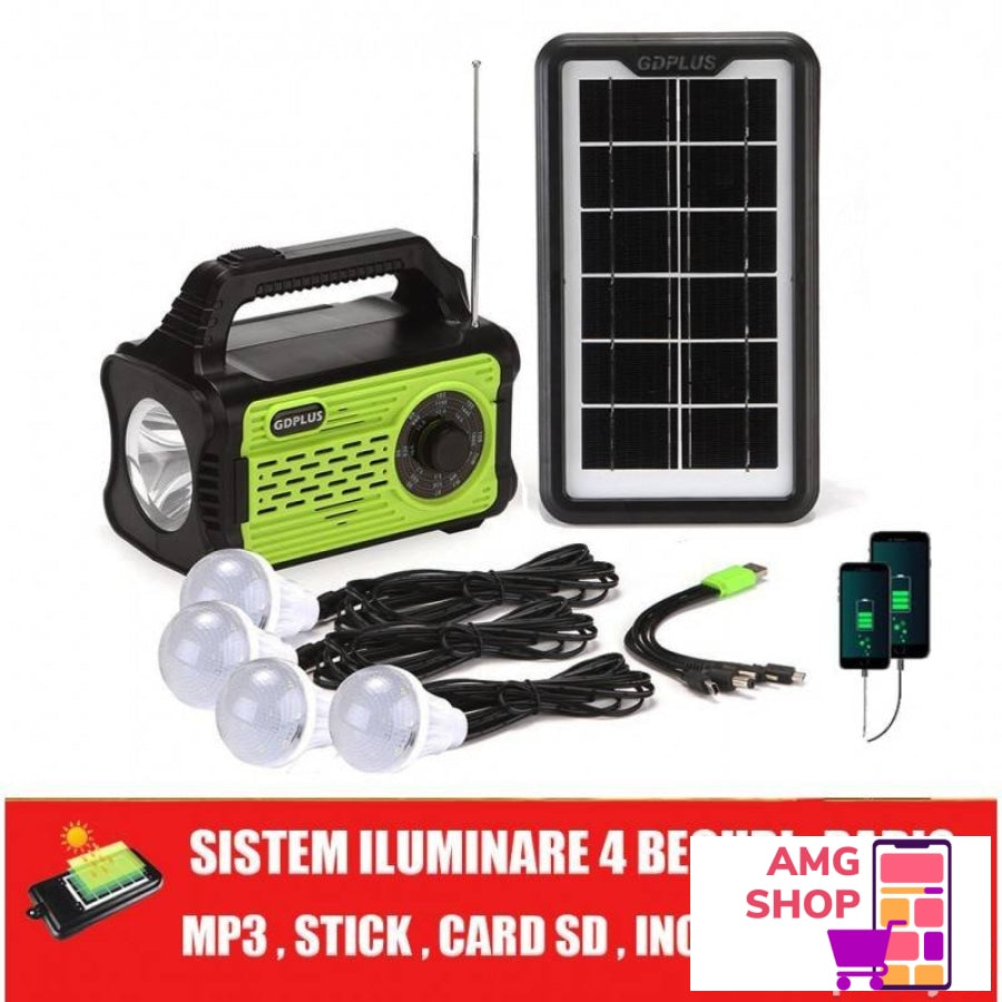 Solarni Sistem Sa Akumulatorom +Usb Bt Zvunik +3 Sijalice -