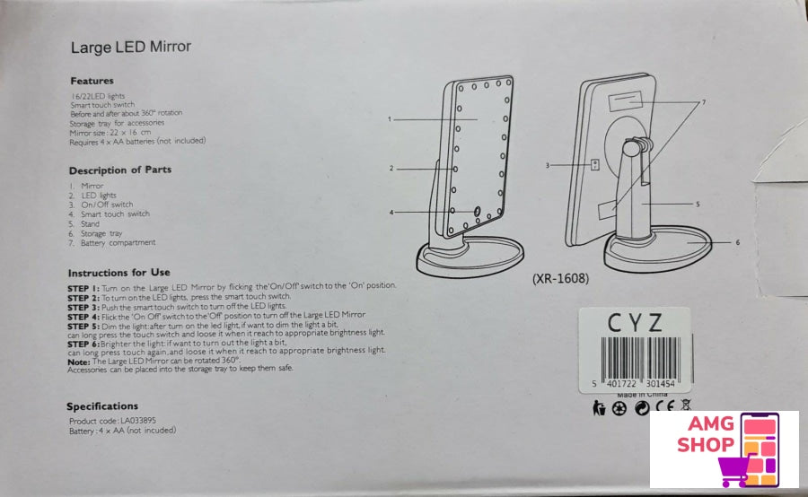 Veliko Led Ogledalo Za Minkanje -